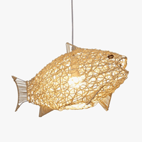 Nordique moderne : Suspension lumières créatives Poisson Art en bambou avec LED pour décorer le salon, la cuisine ou le restaurant | Marco Lucetti