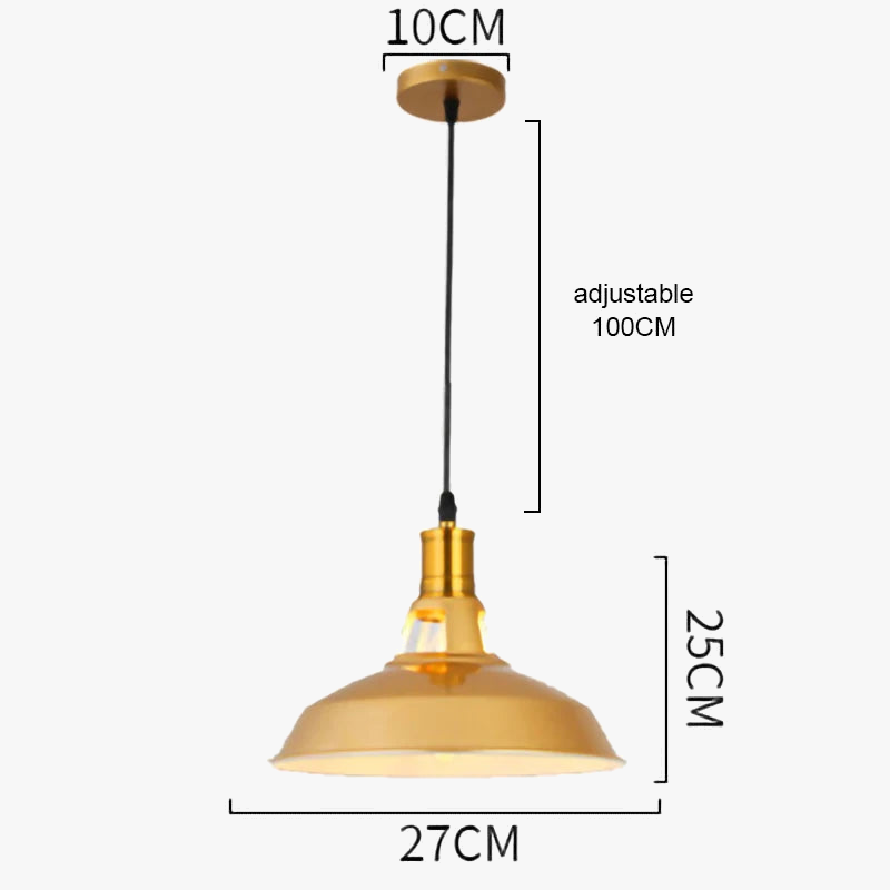 Suspension LED nordique rétro E27 - Lustre en fer forgé couleur or - Intérieur maison, salon, cuisine