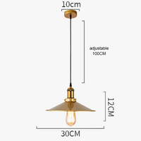 Suspension LED nordique rétro E27 - Lustre en fer forgé couleur or - Intérieur maison, salon, cuisine