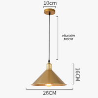 Suspension LED nordique rétro E27 - Lustre en fer forgé couleur or - Intérieur maison, salon, cuisine