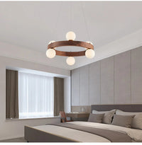 Lustre Nordique en Bois Rond pour un Éclairage Créatif Japonais dans la Salle à Manger