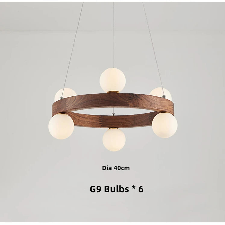 Lustre Nordique en Bois Rond pour un Éclairage Créatif Japonais dans la Salle à Manger