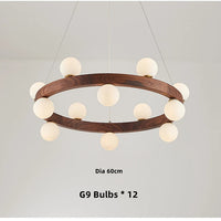 Lustre Nordique en Bois Rond pour un Éclairage Créatif Japonais dans la Salle à Manger