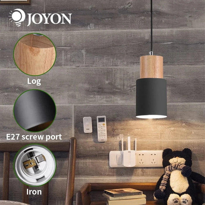 Nordique Simple - Lampe suspendue en bois LED - Luminaire coloré en aluminium  | Marco Lucetti