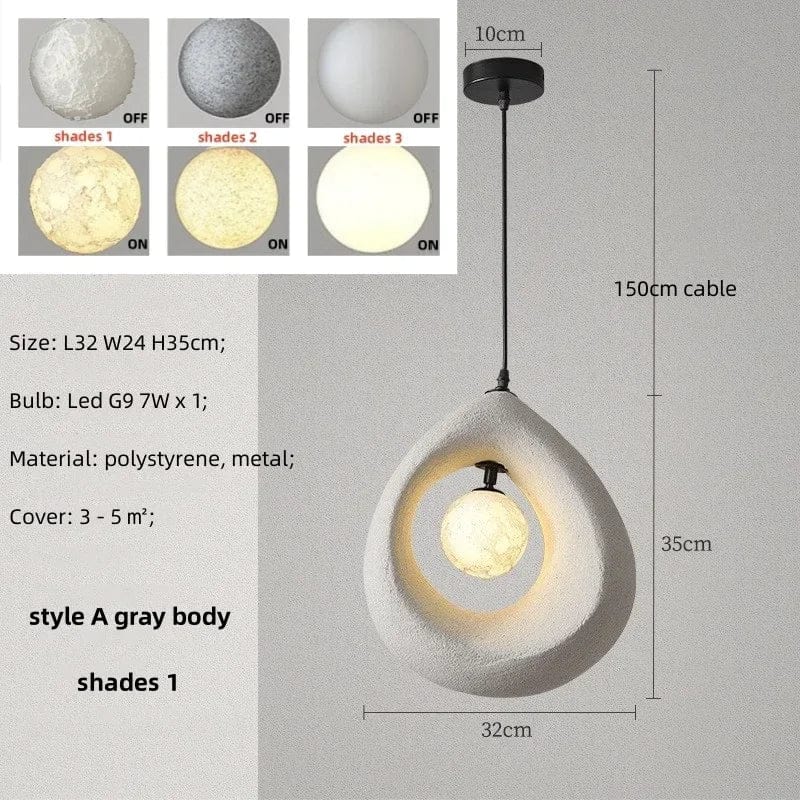 Nordique Suspension LED pour Salle à Manger - Collection Wabi Sabi | Marco Lucetti Gris A teinte 1 / Lumière neutre 4200K