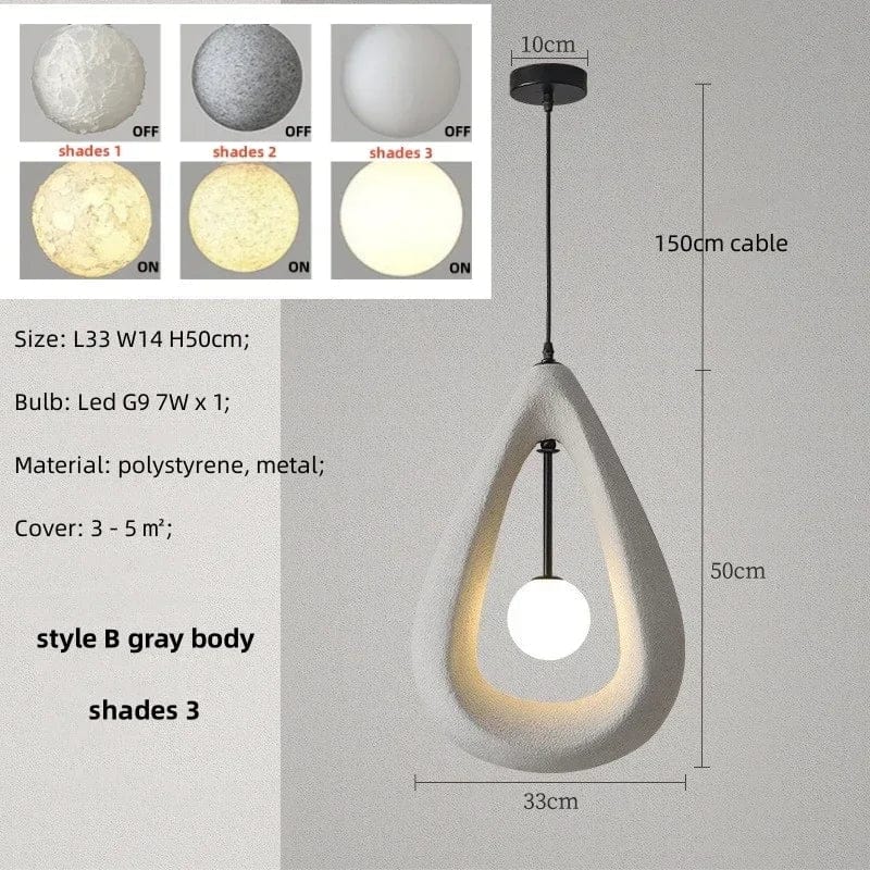 Nordique Suspension LED pour Salle à Manger - Collection Wabi Sabi | Marco Lucetti Gris B teinte 3 / Lumière neutre 4200K