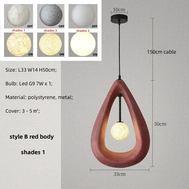 Nordique Suspension LED pour Salle à Manger - Collection Wabi Sabi | Marco Lucetti Rouge B teinte 1 / Lumière neutre 4200K