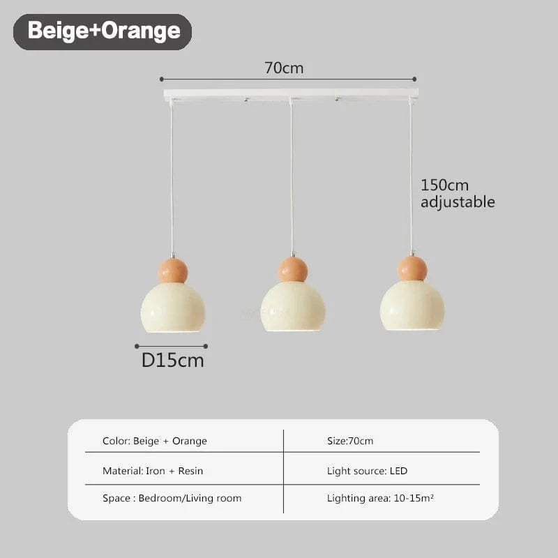 Nordique - Suspension Plafonnier LED Crème Vent Gourde - Lampe de Salon et Chambre - Éclairage Moderne et Élégant | Marco Lucetti Beige Orange C / Blanc froid