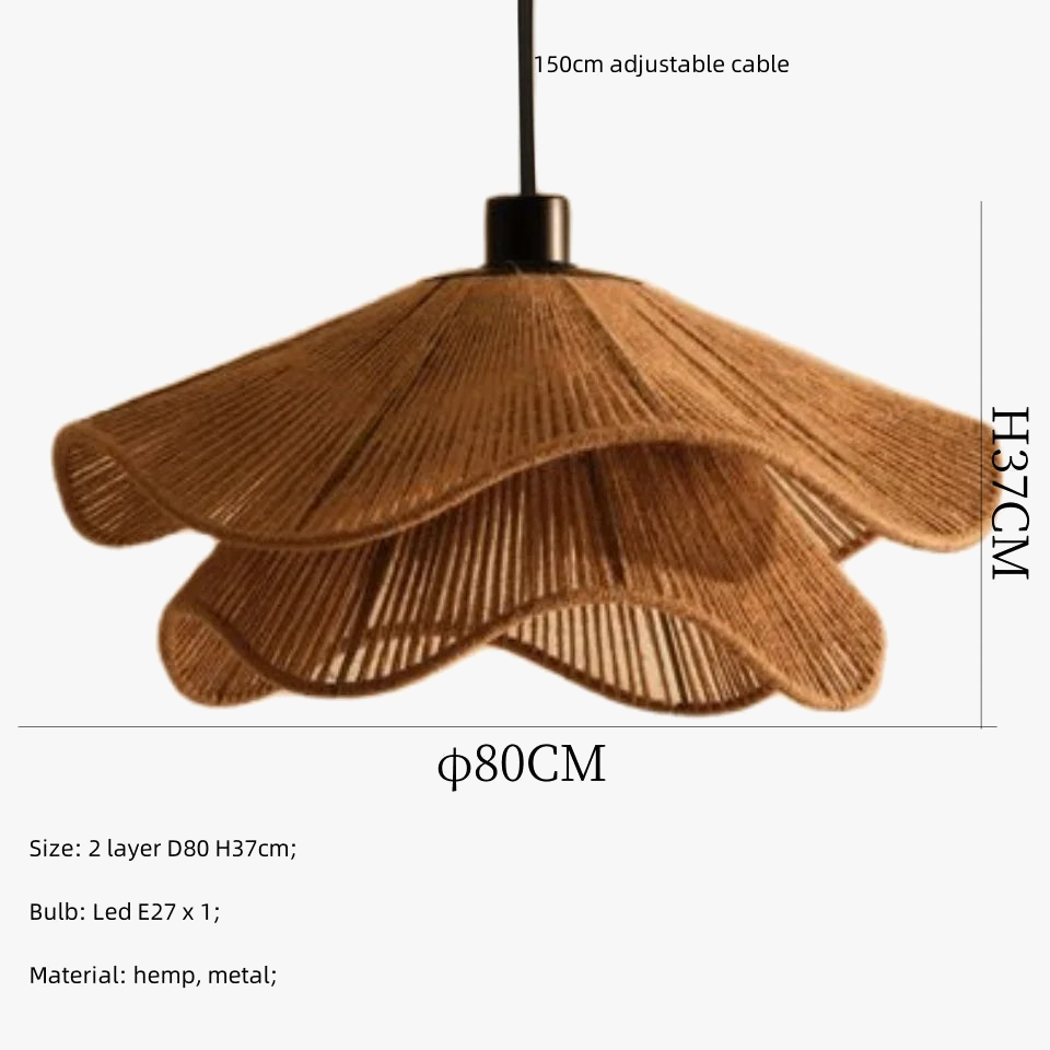 Suspension Nordique Chanvre E27 LED - Style Japonais pour Salle à Manger ou Chambre