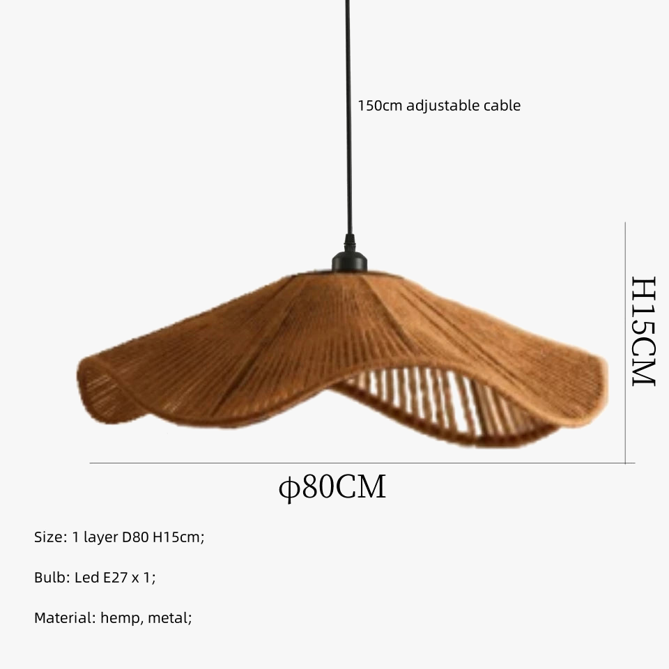Suspension Nordique Chanvre E27 LED - Style Japonais pour Salle à Manger ou Chambre