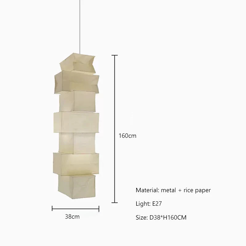 Lustre Nordique Wabi Sabi Vent Papier de Riz Suspension LED Lumières