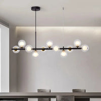 NORLA Nordique Moderne Suspension LED Or Lumière Boule de Verre - Luminaire Design | Marco Lucetti 11 Lumières-L100x24cm / Poteau de lumière noire / Verre à cognac