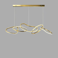 Nouveau Lustre Nordique Luxe Créatif en Acier Inoxydable Galvanisé pour Restaurant Moderne | Marco Lucetti Corps de lampe doré / 3 Anneaux - L80cm / Blanc froid, pas de télécommande
