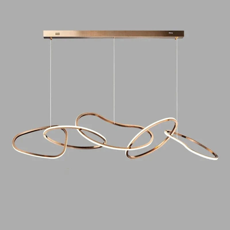 Nouveau Lustre Nordique Luxe Créatif en Acier Inoxydable Galvanisé pour Restaurant Moderne | Marco Lucetti Corps de lampe en or rose / 3 Anneaux - L80cm / Blanc froid, pas de télécommande