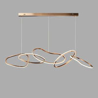 Nouveau Lustre Nordique Luxe Créatif en Acier Inoxydable Galvanisé pour Restaurant Moderne | Marco Lucetti Corps de lampe en or rose / 3 Anneaux - L80cm / Blanc froid, pas de télécommande