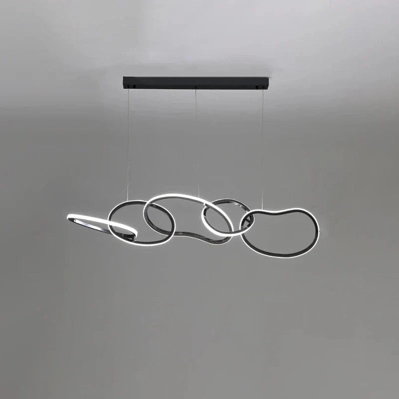 Nouveau Lustre Nordique Luxe Créatif en Acier Inoxydable Galvanisé pour Restaurant Moderne | Marco Lucetti Corps de lampe noir / 3 Anneaux - L80cm / Blanc froid, pas de télécommande