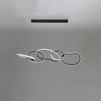 Nouveau Lustre Nordique Luxe Créatif en Acier Inoxydable Galvanisé pour Restaurant Moderne | Marco Lucetti Corps de lampe noir / 3 Anneaux - L80cm / Blanc froid, pas de télécommande