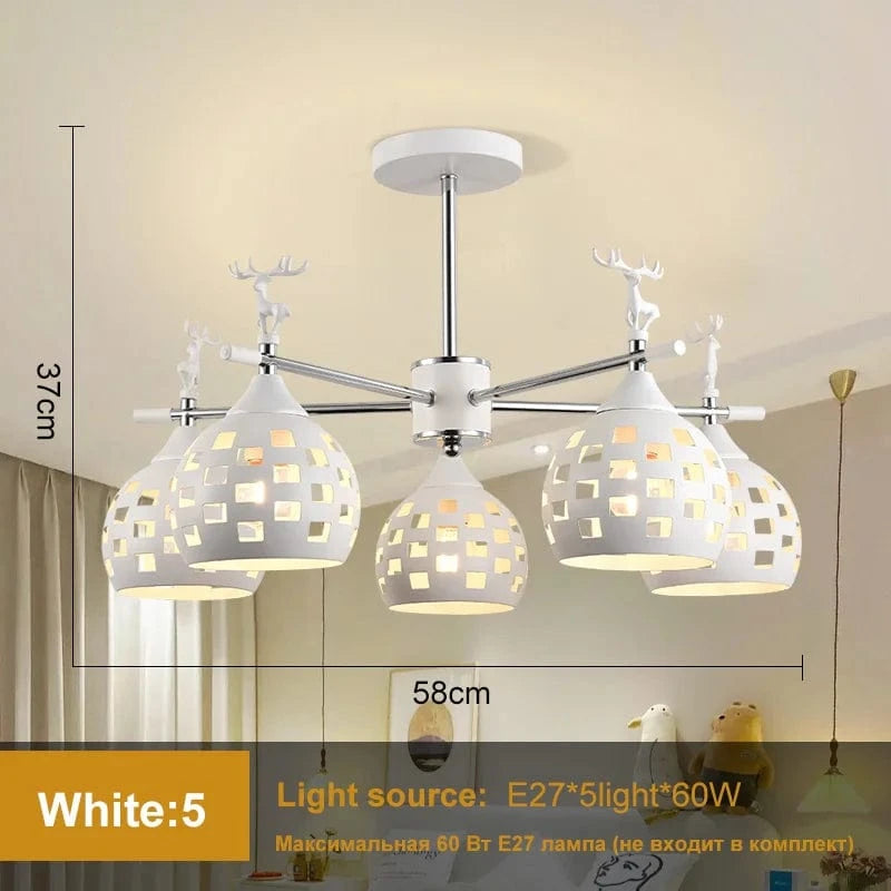 Nouveau Lustre Scandinave pour Chambre et Salon, Suspension  | Marco Lucetti 5 pendentifs blancs / Chine