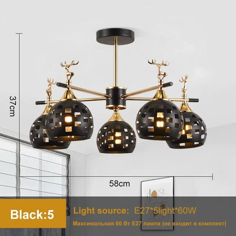 Nouveau Lustre Scandinave pour Chambre et Salon, Suspension  | Marco Lucetti 5 pendentifs noirs / Chine