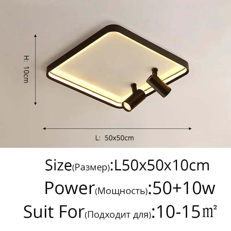 Nouveau Plafond Moderne à LED Monté en Surface - Illuminateur de Spaces | Marco Lucetti Blanc chaud, pas de télécommande / Noir 50cm