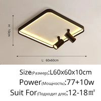 Nouveau Plafond Moderne à LED Monté en Surface - Illuminateur de Spaces | Marco Lucetti Blanc chaud, pas de télécommande / Noir 60cm