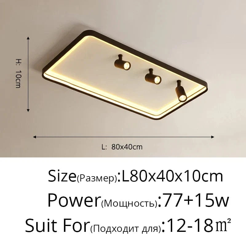 Nouveau Plafond Moderne à LED Monté en Surface - Illuminateur de Spaces | Marco Lucetti Blanc froid, pas de télécommande / Noir 80cm