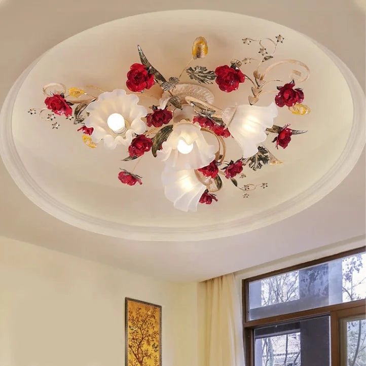 Nouveau plafonnier LED moderne pour chambre de filles princesses de cuisine de fleurs rurales américaines. | Marco Lucetti
