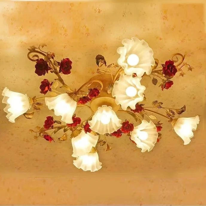Nouveau plafonnier LED moderne pour chambre de filles princesses de cuisine de fleurs rurales américaines. | Marco Lucetti