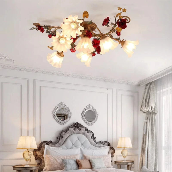 Nouveau plafonnier LED moderne pour chambre de filles princesses de cuisine de fleurs rurales américaines. | Marco Lucetti