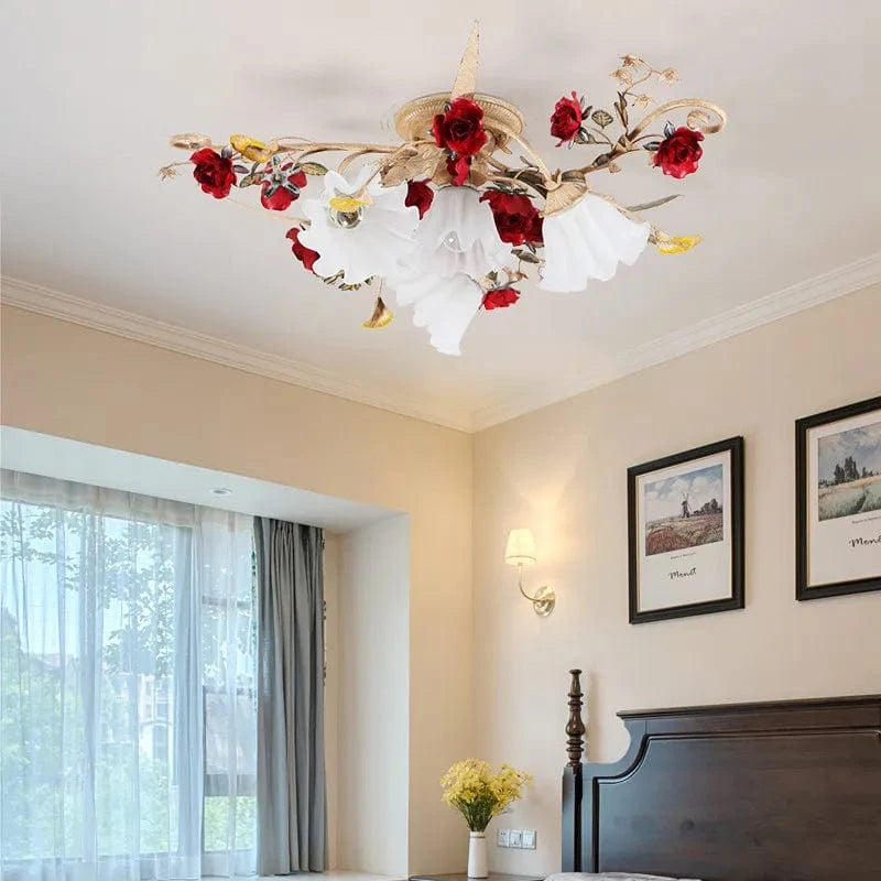 Nouveau plafonnier LED moderne pour chambre de filles princesses de cuisine de fleurs rurales américaines. | Marco Lucetti