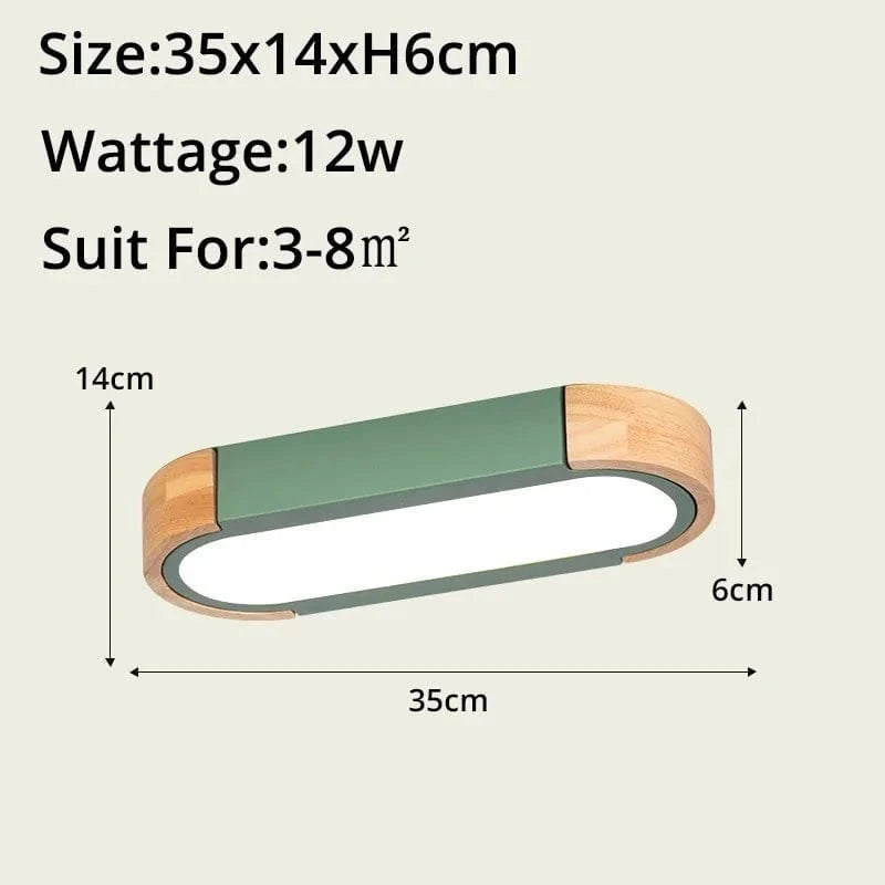 Nouvelle collection de plafonniers minimalistes en bois massif avec panneaux acryliques | Marco Lucetti Y6058 vert 35cm / Blanc froid SANS RC