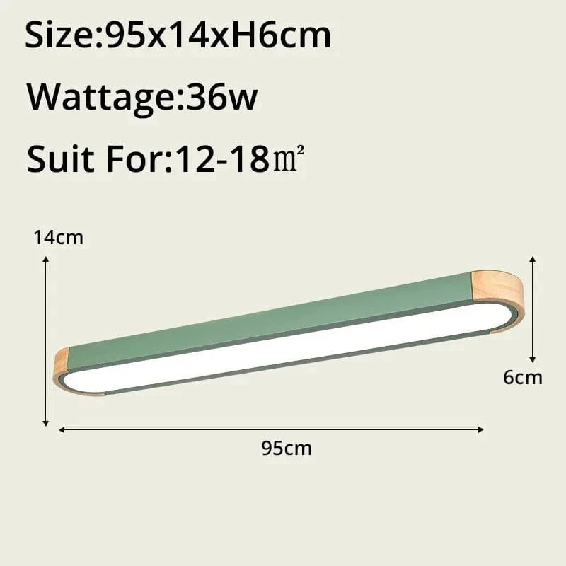 Nouvelle collection de plafonniers minimalistes en bois massif avec panneaux acryliques | Marco Lucetti Y6058 vert 95cm / Luminosité variable