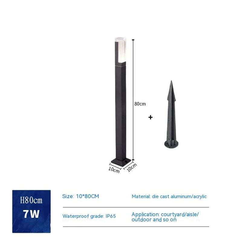 Nouvelle colonne lumineuse LED extérieure étanche IP65 10 W en aluminium pour chemin de jardin | Marco Lucetti Lumière blanche chaude / Prise de terre80CM