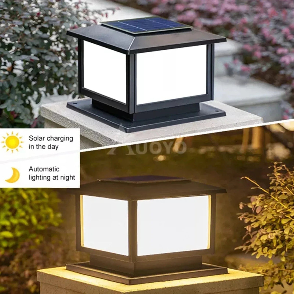 Nouvelle Lampe Solaire pour Pilier de Clôture Carré Blanc Chaud - Éclairage Extérieur de Jardin | Marco Lucetti