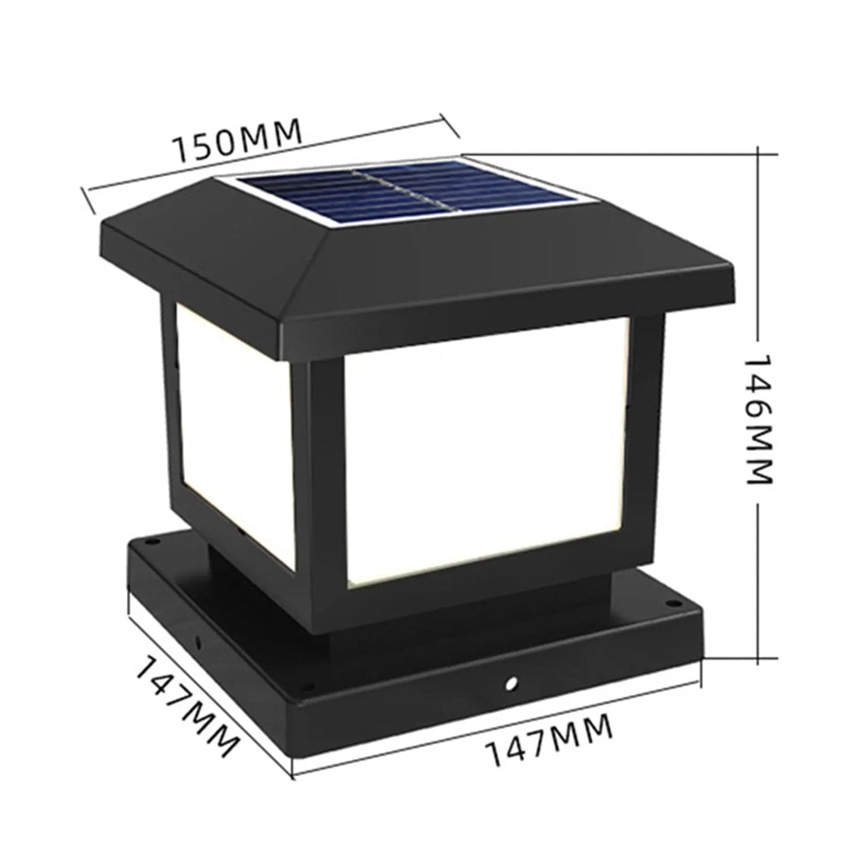 Nouvelle Lampe Solaire pour Pilier de Clôture Carré Blanc Chaud - Éclairage Extérieur de Jardin | Marco Lucetti 15 cm / CN