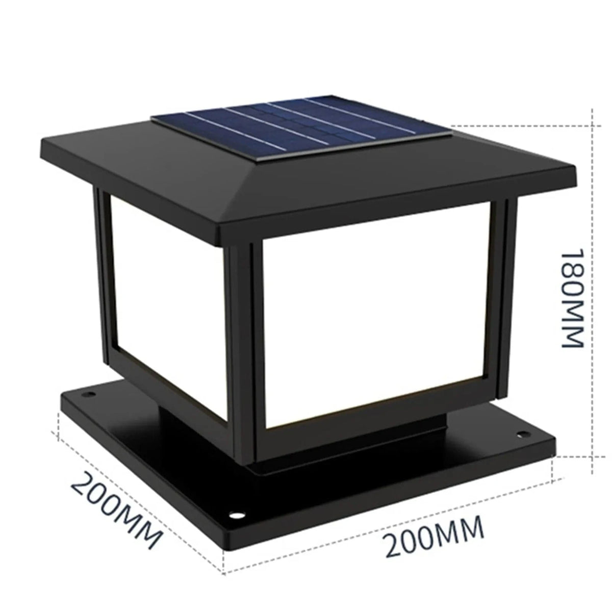 Nouvelle Lampe Solaire pour Pilier de Clôture Carré Blanc Chaud - Éclairage Extérieur de Jardin | Marco Lucetti 20 cm / CN