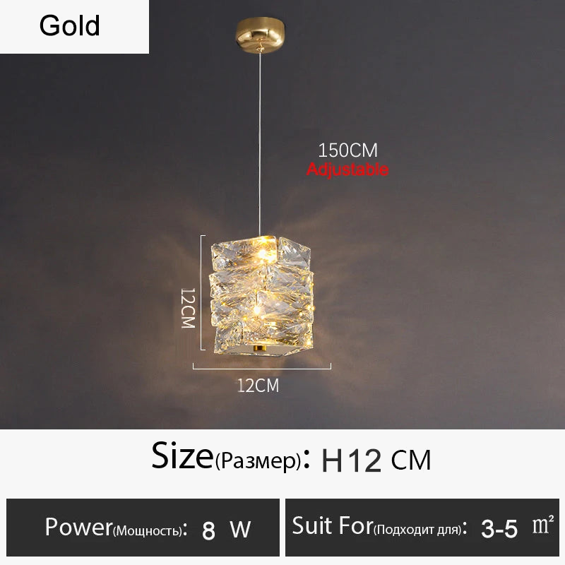 Lustre Or Dimmable avec anneau de lumière LED en cristal pour maison moderne de luxe