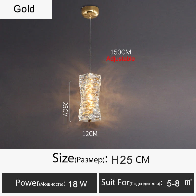 Lustre Or Dimmable avec anneau de lumière LED en cristal pour maison moderne de luxe
