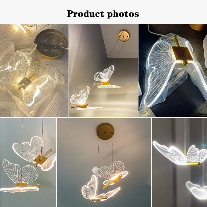 Suspension Lumineuse Papillon en Acrylique