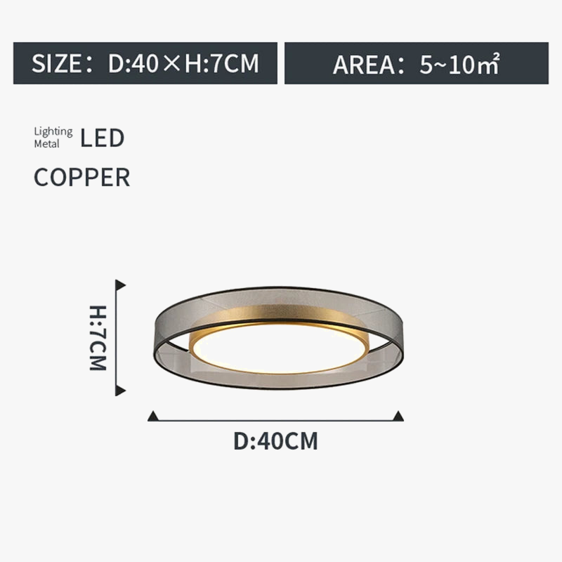 Plafonnier LED rond design et élégant avec lanternes Jianmei hall en tissu de cuivre