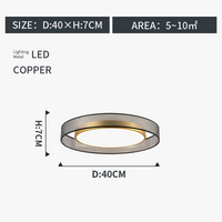 Plafonnier LED rond design et élégant avec lanternes Jianmei hall en tissu de cuivre
