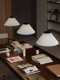 Pendentif LED Nordique Plissé Crème - Lustre Loft Suspension pour Salon, Cuisine et Restaurant | Marco Lucetti