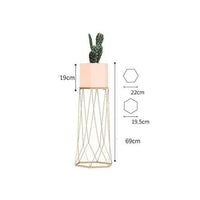 Piédestal Élégant en Métal avec Pot Géométrique | Marco Lucetti Rose / S