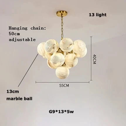 Pingpong World G9 LED Collection - Lustre en marbre suspendu | Marco Lucetti 13 lumière / Noir / Intensité variable