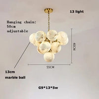 Pingpong World G9 LED Collection - Lustre en marbre suspendu | Marco Lucetti 13 lumière / Noir / Intensité variable