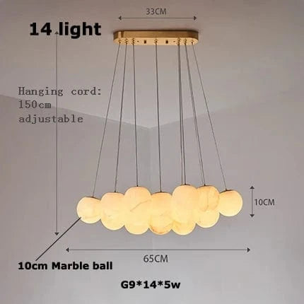 Pingpong World G9 LED Collection - Lustre en marbre suspendu | Marco Lucetti 14 lumières / Noir / Lumière neutre
