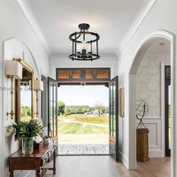 Plafond américain en fer forgé industriel noir: Lustre à trois têtes pour salle à manger et chambre, Led intégré. | Marco Lucetti