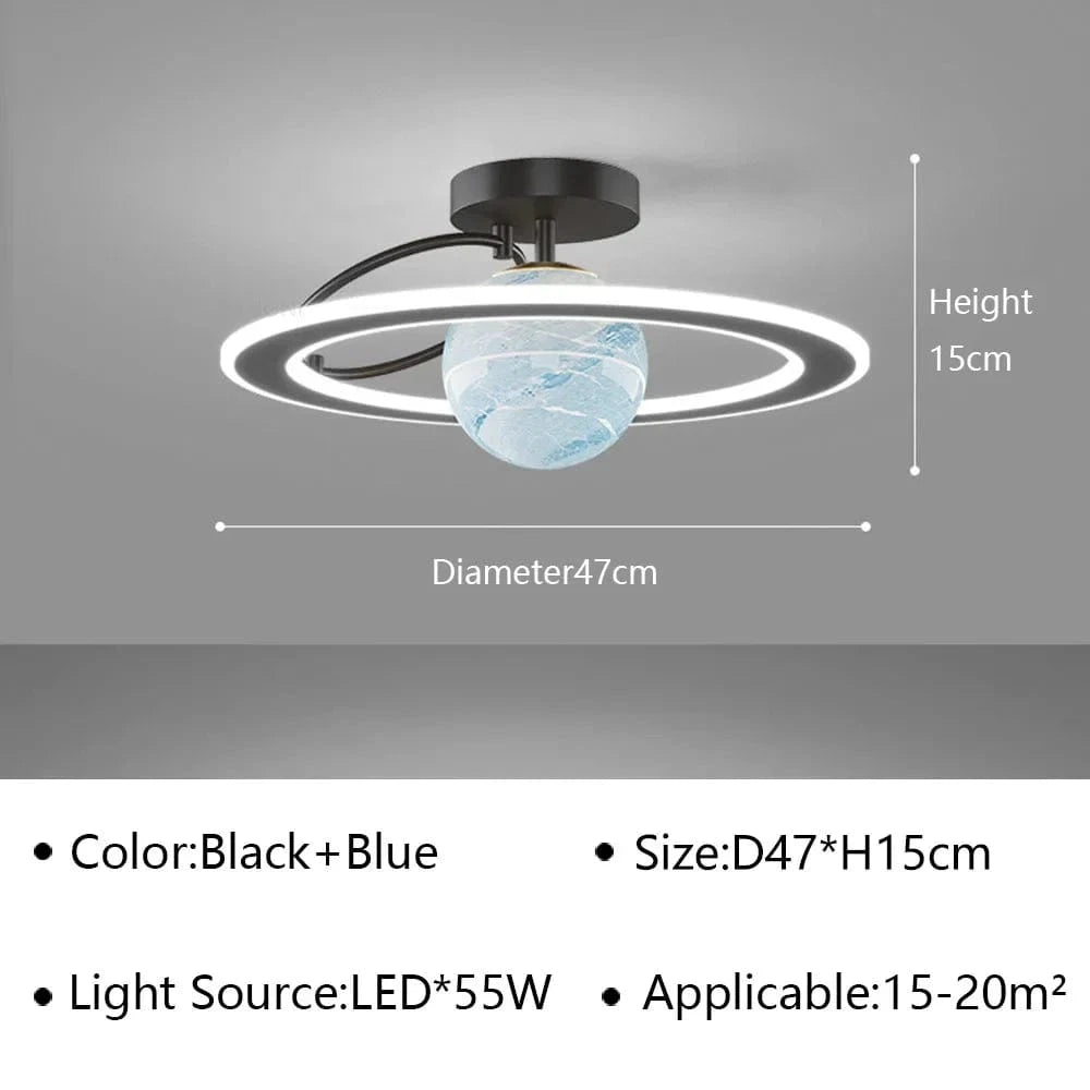 Plafond moderne à LED : Lustre pour chambre d'enfant, salon, salle à manger et étude | Marco Lucetti Noir Bleu / Blanc chaud (pas de RC)