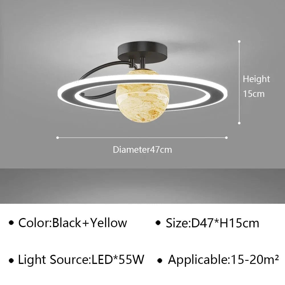 Plafond moderne à LED : Lustre pour chambre d'enfant, salon, salle à manger et étude | Marco Lucetti Noir jaune / Gradation continue (RC)