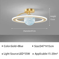 Plafond moderne à LED : Lustre pour chambre d'enfant, salon, salle à manger et étude | Marco Lucetti Or Bleu / Blanc chaud (pas de RC)